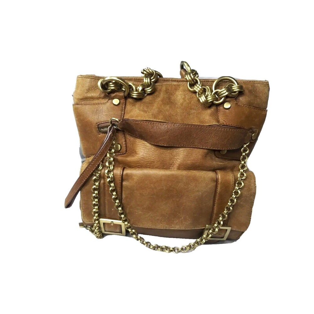 Karen Millen England Tote Bag Chain Leather Handbag Brown - Picture 6 of 7